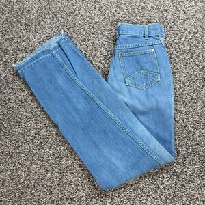 Vintage Kmart Women's 24x30.5 High Waisted Straight Leg Jeans Blue Frayed Hem